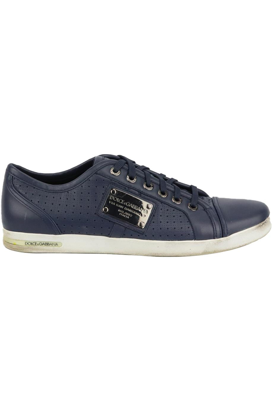 DOLCE AND GABBANA MEN'S LEATHER SNEAKERS EU 43.5 UK 9.5 US 10.5
