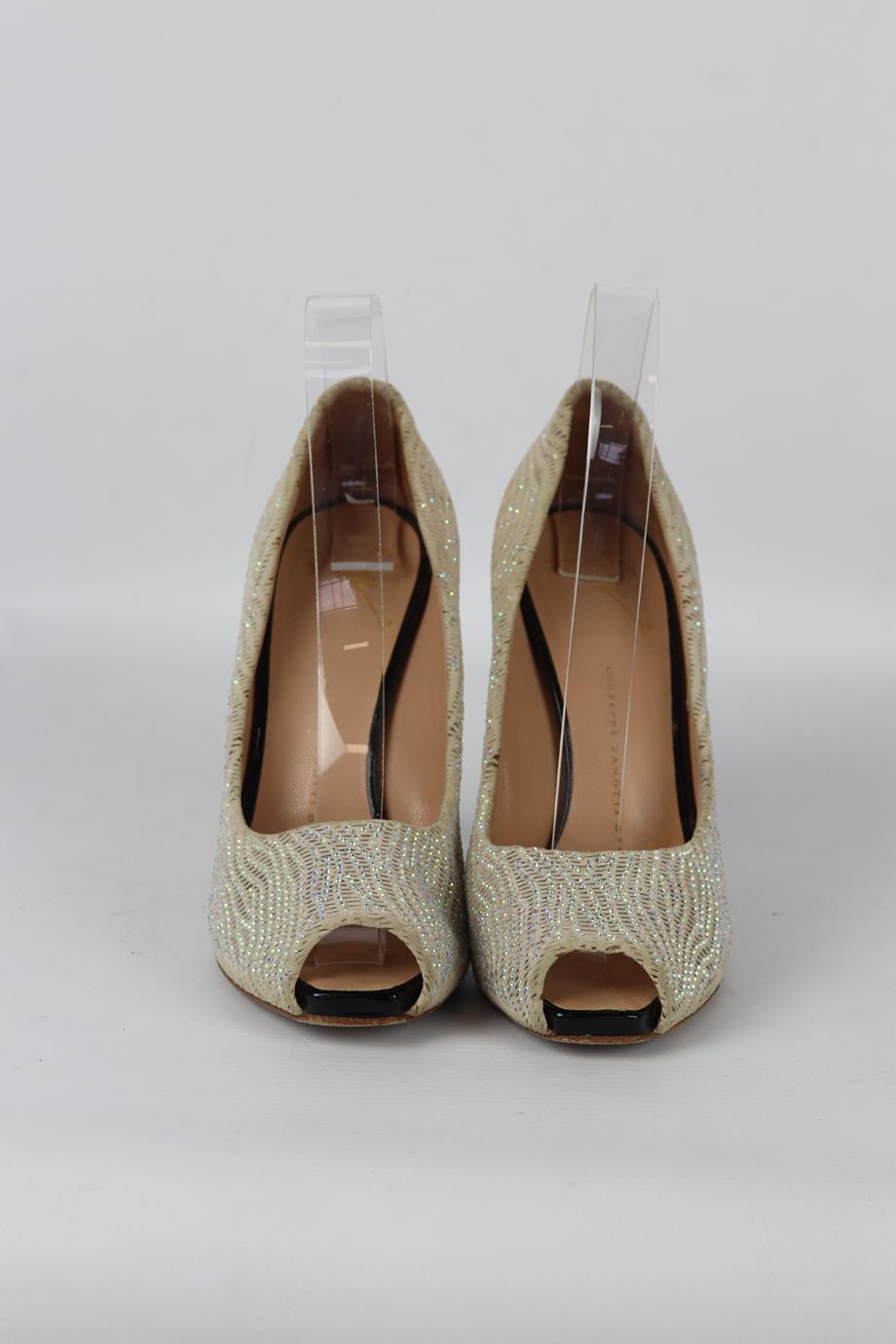 GIUSEPPE ZANOTTI CRYSTAL EMBELLISHED SUEDE PUMPS EU 37.5 UK 4.5 US 7.5