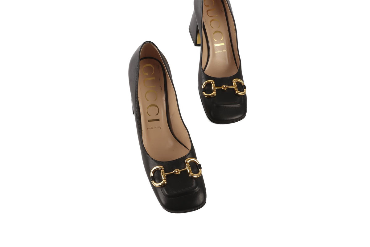 GUCCI BLACK HORSEBIT LEATHER PUMPS EU 39 UK 6 US 9