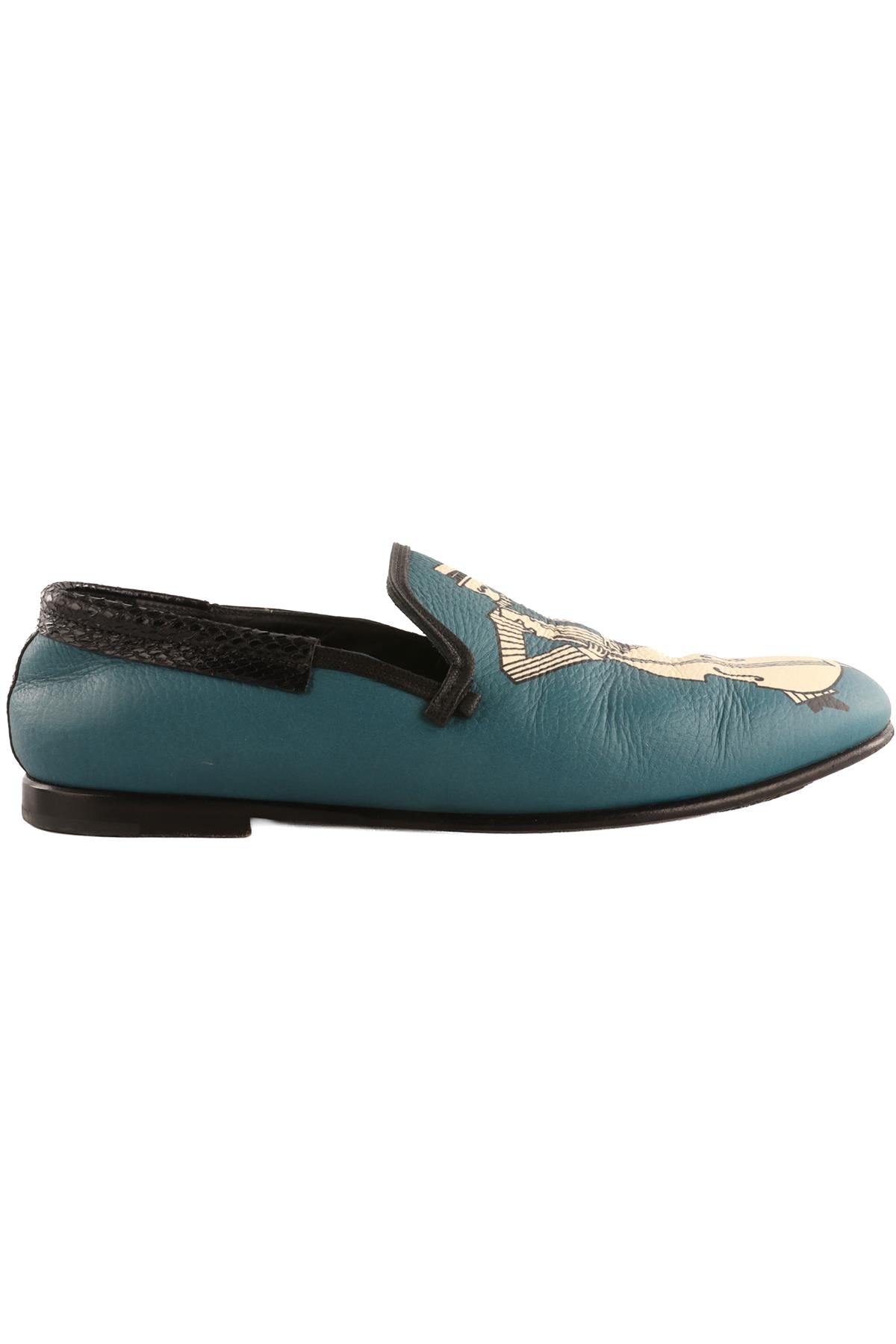 DOLCE & GABBANA BLUE MEN'S LEATHER LOAFERS UK 9 EU 43 US 10