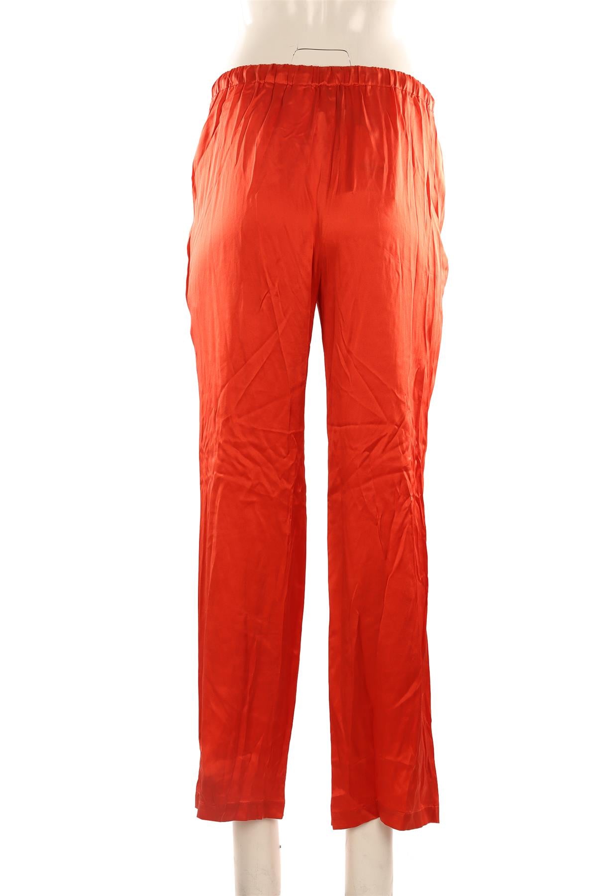 REFORMATION ORANGE SILK STRAIGHT LEG PANTS SMALL