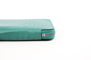 HERMÈS TURQUOISE 2017 AZAP CLASSIC MATTE ALLIGATOR MISSISSIPPIENSIS WALLET