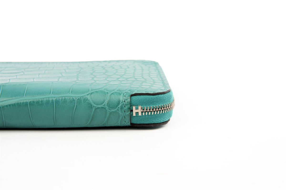 HERMÈS TURQUOISE 2017 AZAP CLASSIC MATTE ALLIGATOR MISSISSIPPIENSIS WALLET