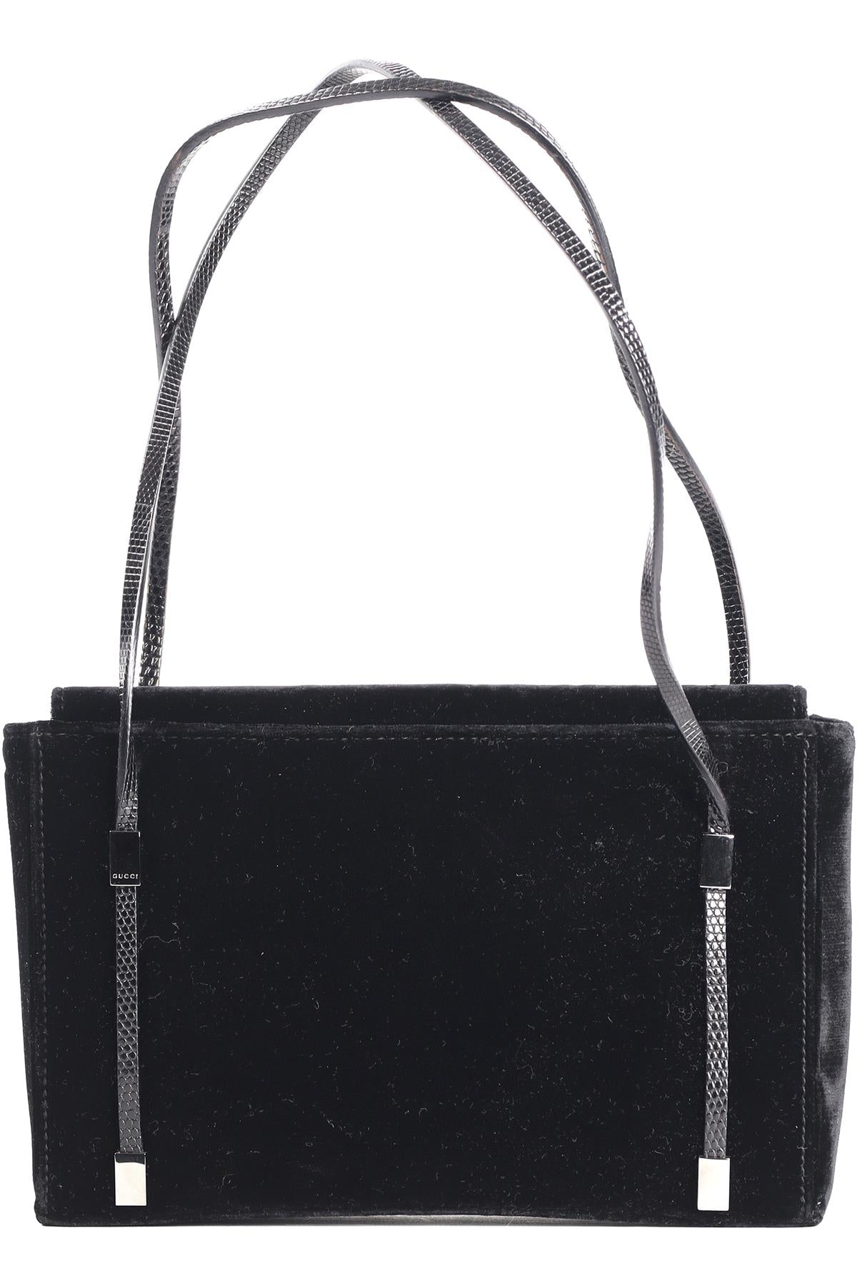 GUCCI BLACK VINTAGE VELVET SHOULDER BAG