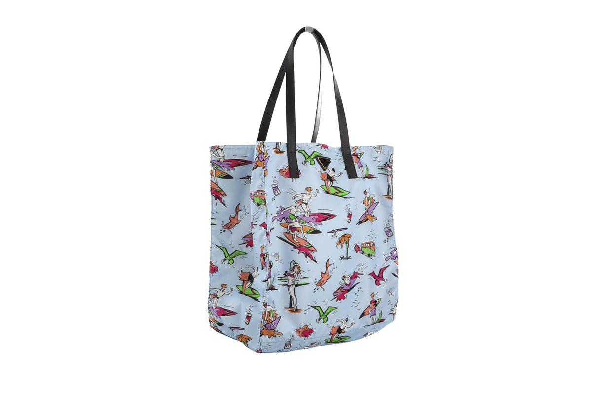 PRADA BLUE SURF NYLON TOTE BAG