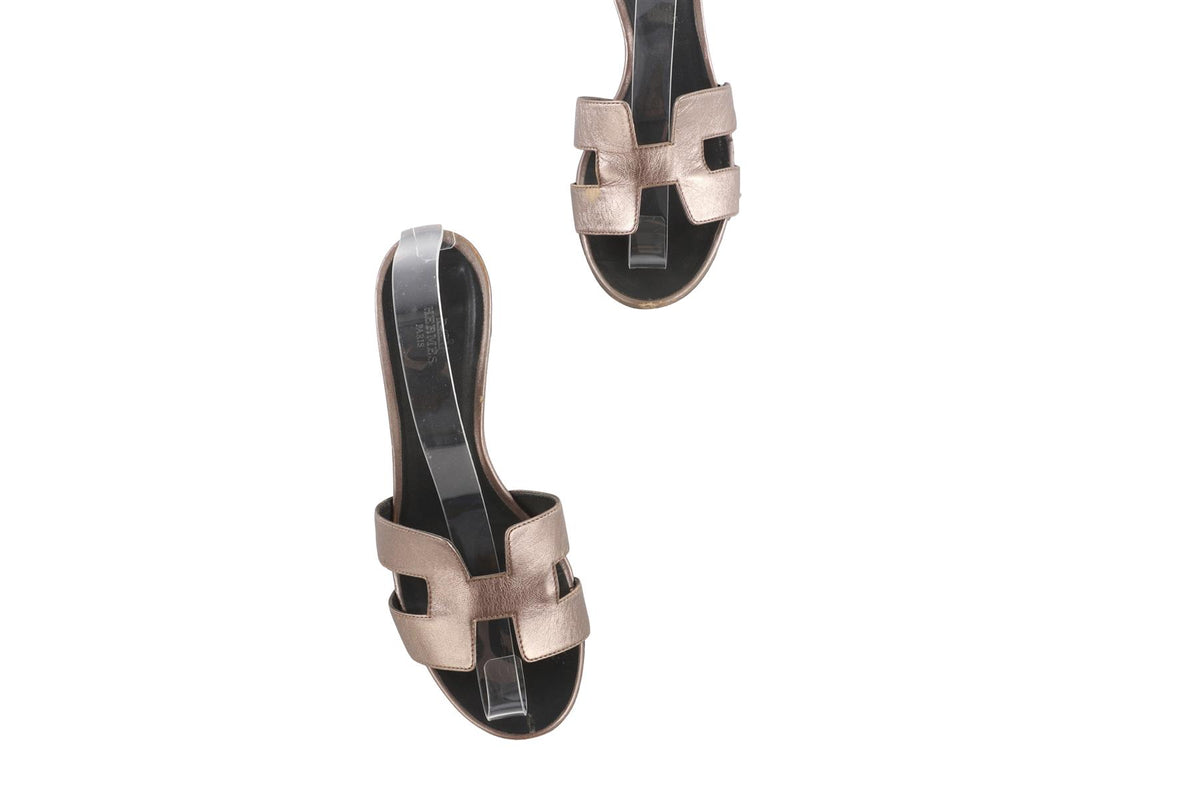 HERMÈS BRONZE LEATHER SUEDE MULES EU 38 UK 5 US 8