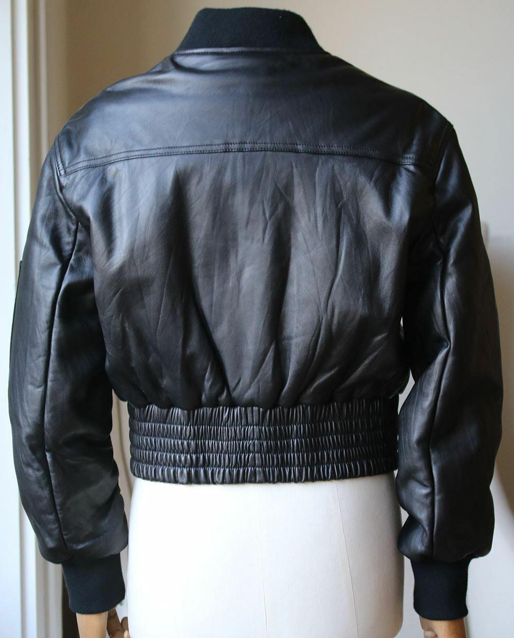 IRO COLOMBE LEATHER BOMBER JACKET FR 40 UK 12