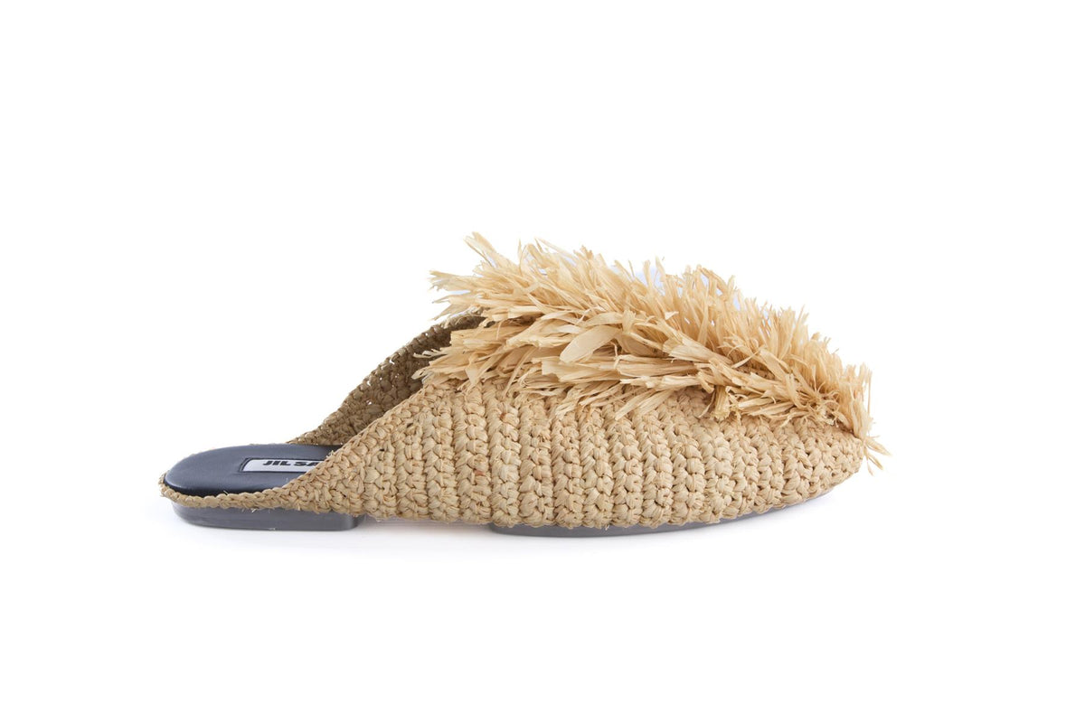 JIL SANDER BEIGE RAFFIA MULES EU 38 UK 5 US 8
