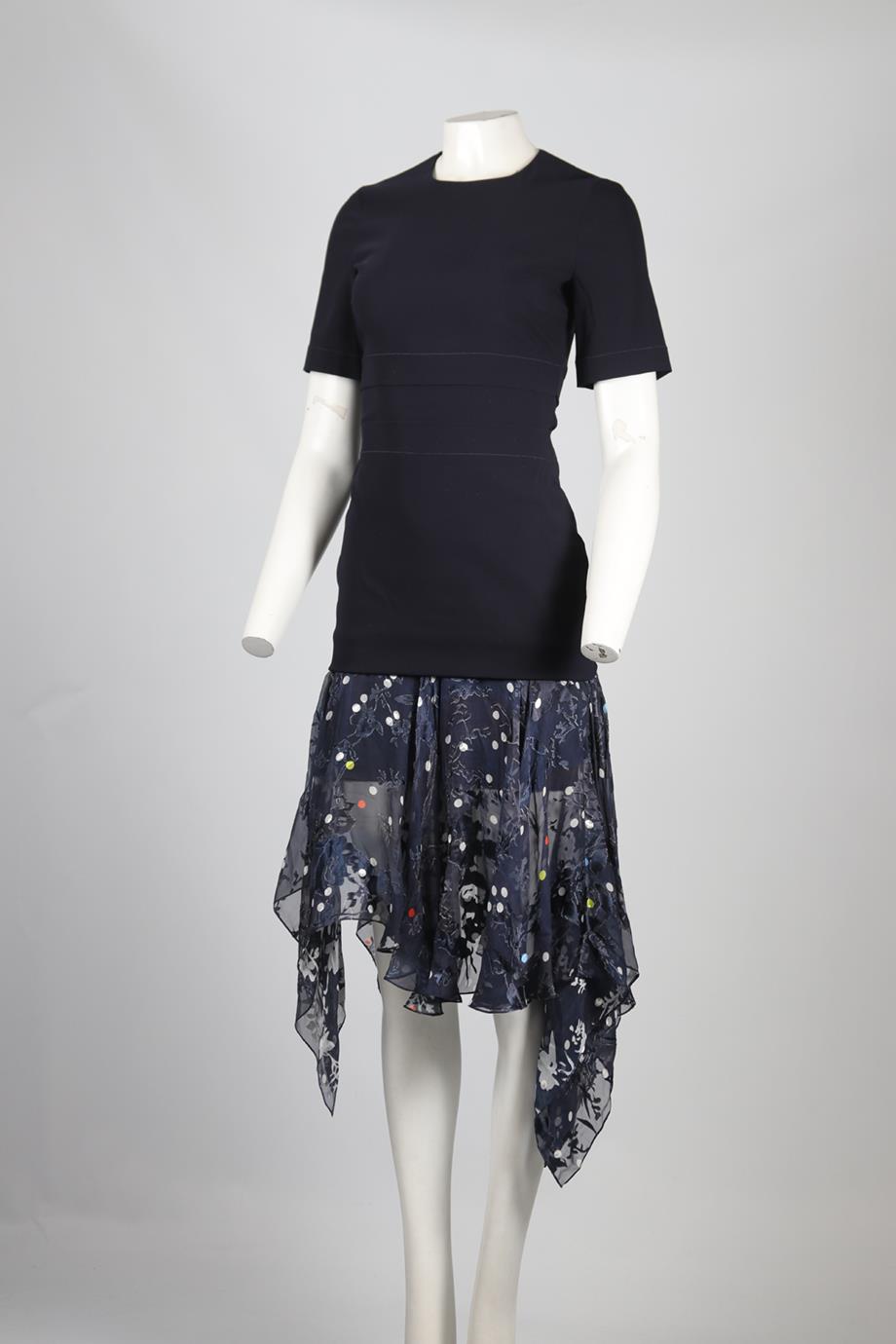 PREEN BY THORNTON BREGAZZI CREPE AND SILK BLEND MIDI DRESS MEDIUM