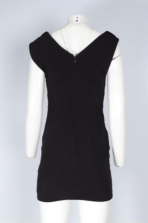 MUGLER BLACK CADY MINI DRESS FR 38 UK 10