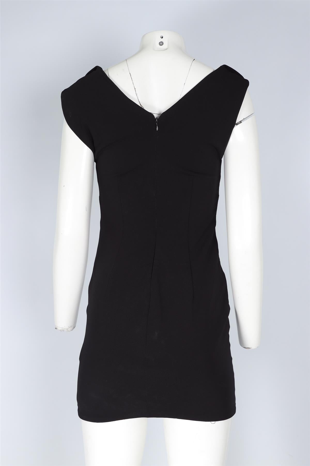 MUGLER BLACK CADY MINI DRESS FR 38 UK 10