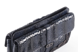 BOTTEGA VENETA BLUE 2012 PYTHON CLUTCH