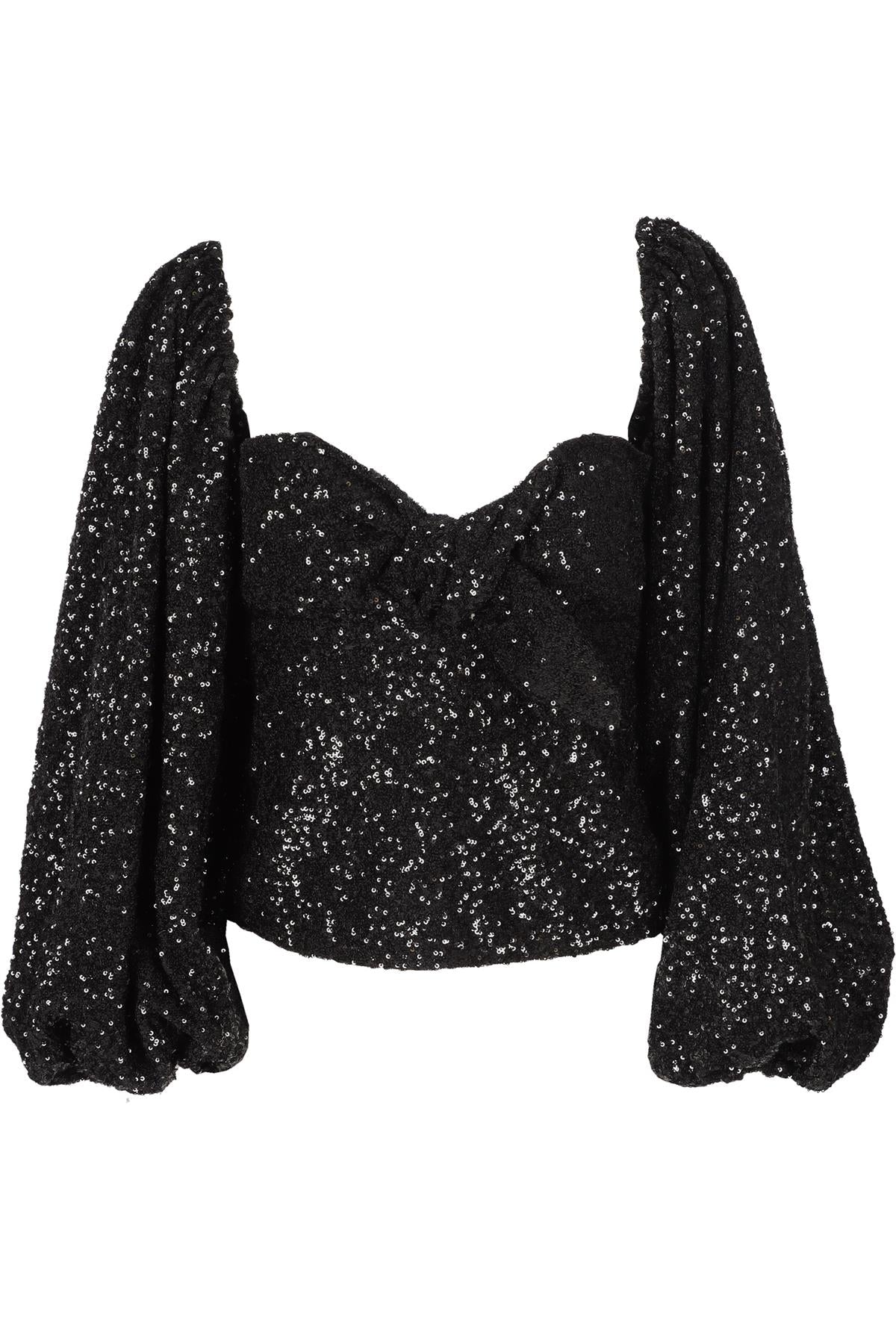 THE ATTICO BLACK SEQUIN TOP IT 38 UK 6