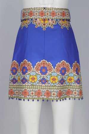 ZIMMERMANN BLUE COTTON MINI SKIRT UK 8