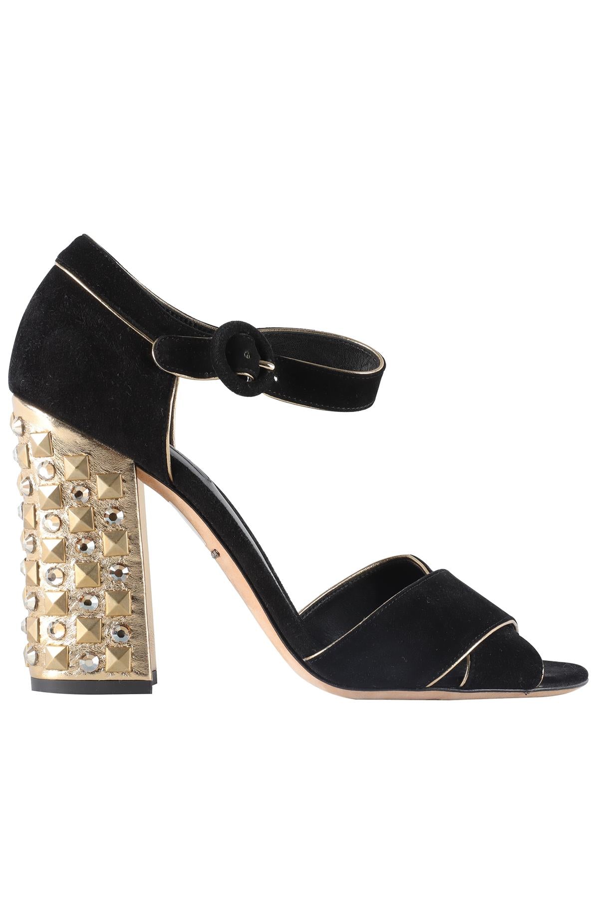 DOLCE & GABANNA BLACK SUEDE SANDALS EU 39.5 UK 6.5 US 9.5