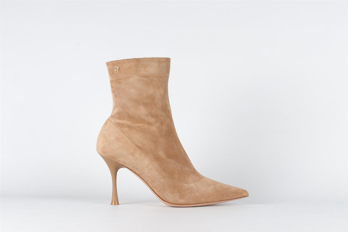 GIANVITO ROSSI TAN SUEDE ANKLE BOOTS EU 38 UK 5 US 8