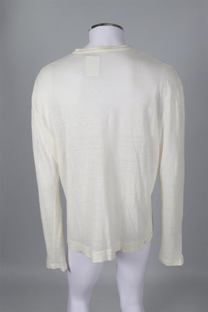 MASSIMO ALBA CREAM MEN'S LINEN TOP MEDIUM