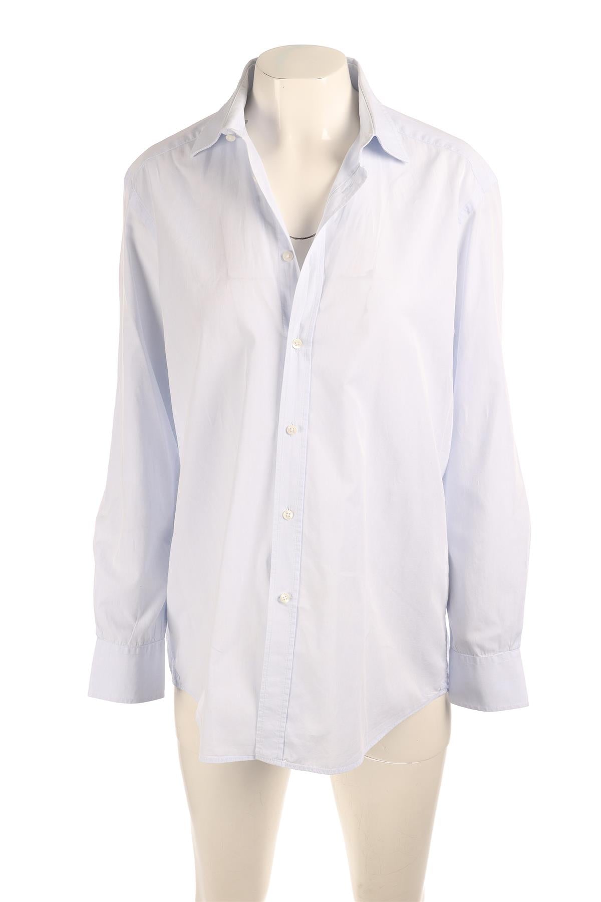 WITH NOTHING UNDERNEATH BLUE COTTON SHIRT LARGE
