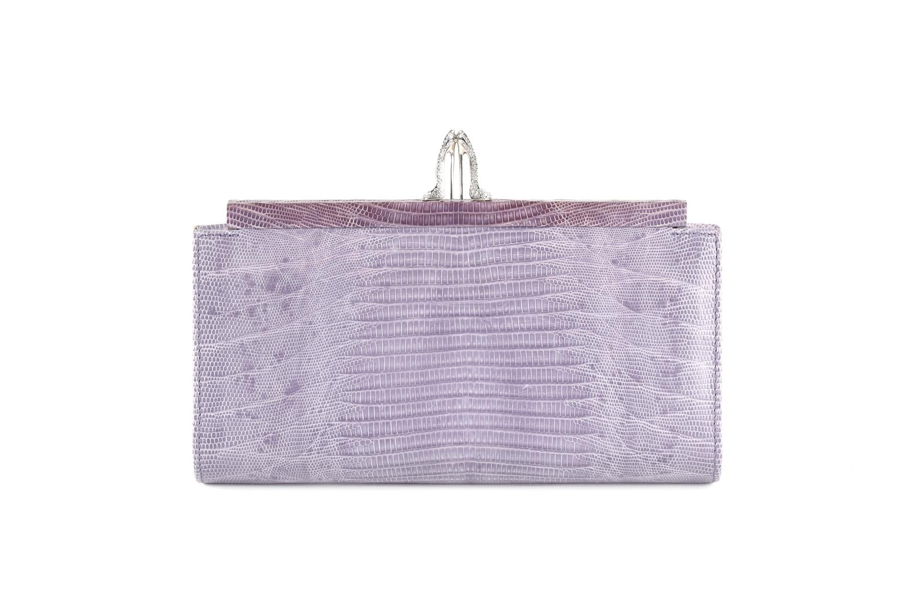 CHRISTIAN LOUBOUTIN PURPLE MISS LOUBI LIZARD CLUTCH