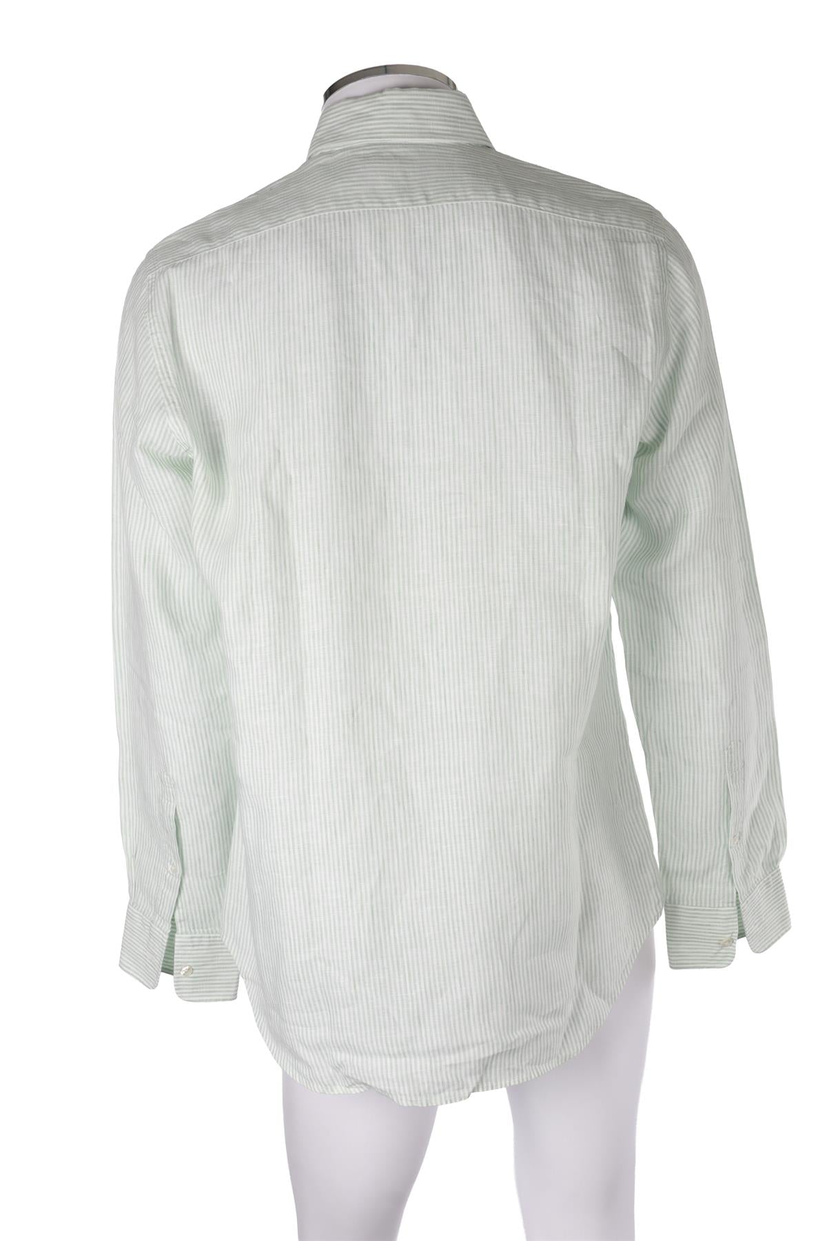 THOM SWEENEY GREEN MEN'S LINEN SHIRT UK/US COLLAR 17
