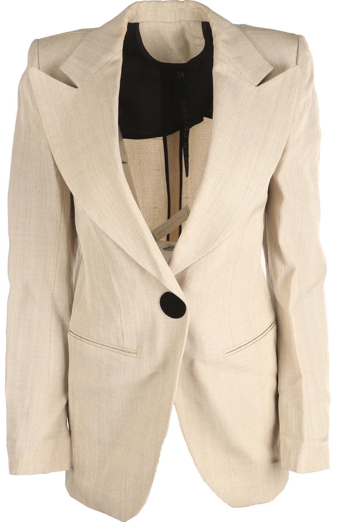 PETAR PETROV BEIGE LINEN BLAZER FR 34 UK 6