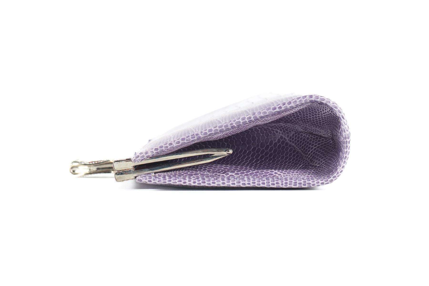 CHRISTIAN LOUBOUTIN PURPLE MISS LOUBI LIZARD CLUTCH