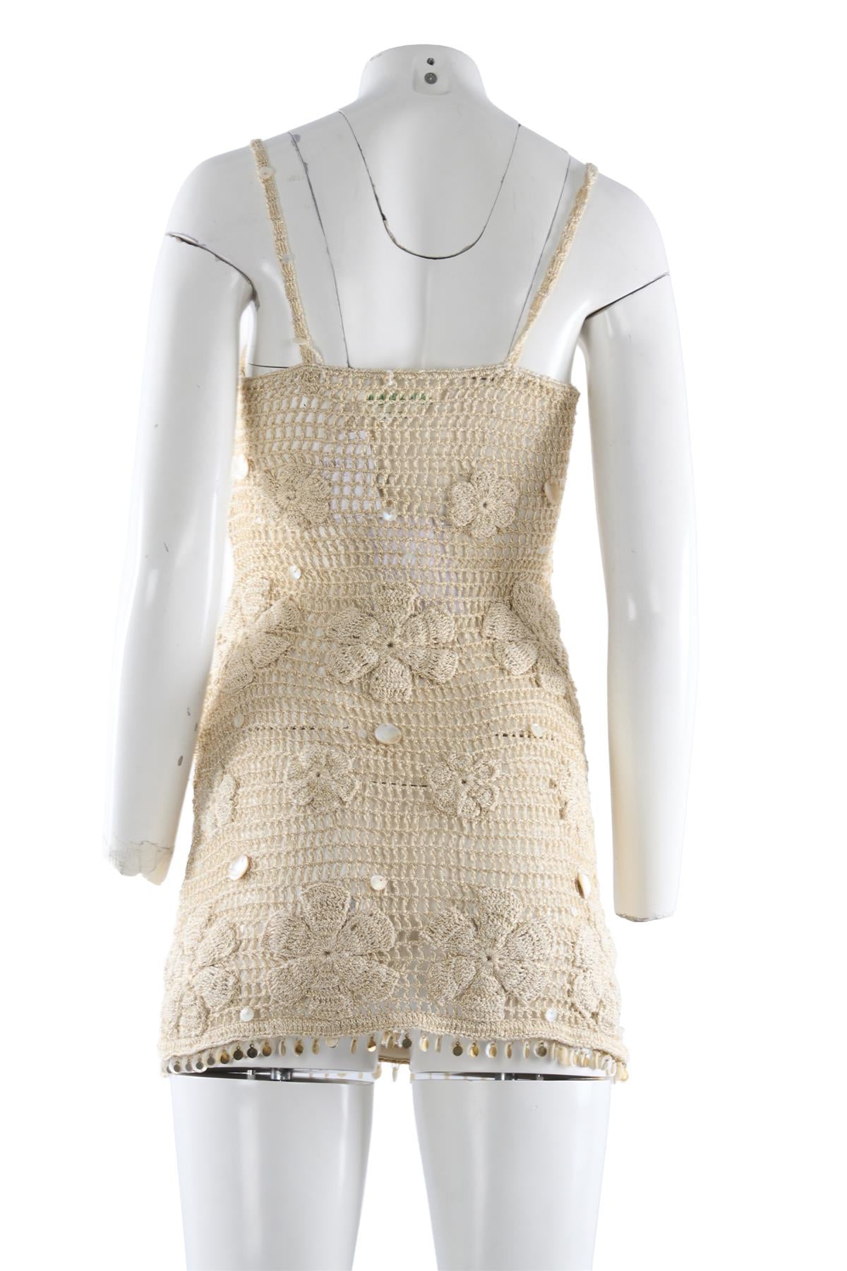 Beige Crochet Mini Dress