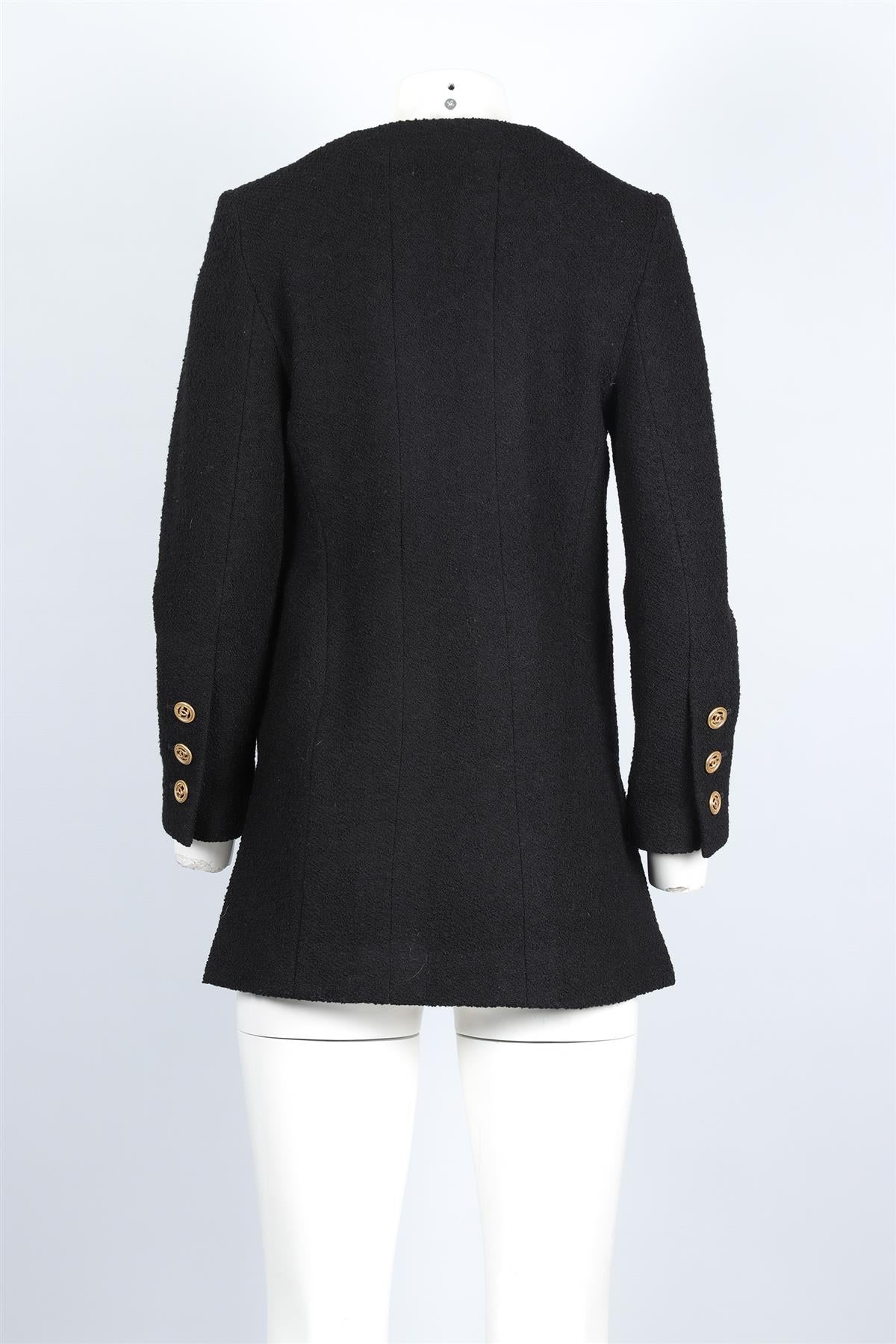 CHANEL BLACK 1980S WOOL JACKET FR 38 UK 10