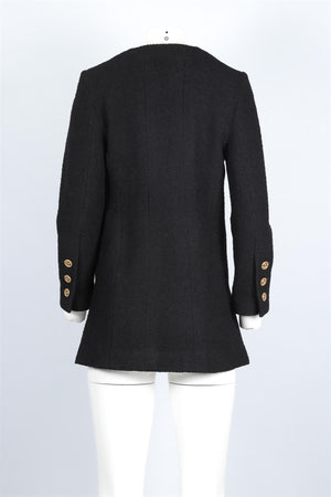 CHANEL BLACK 1980S WOOL JACKET FR 38 UK 10
