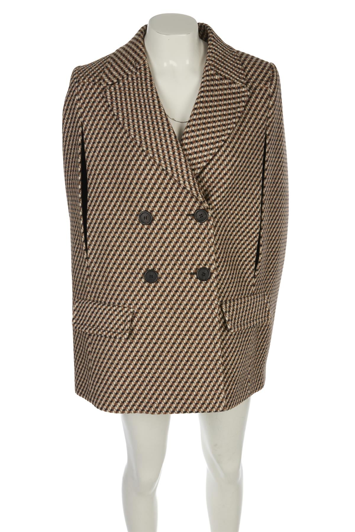PRADA BROWN 2014 WOOL CAPE IT 40 UK 8