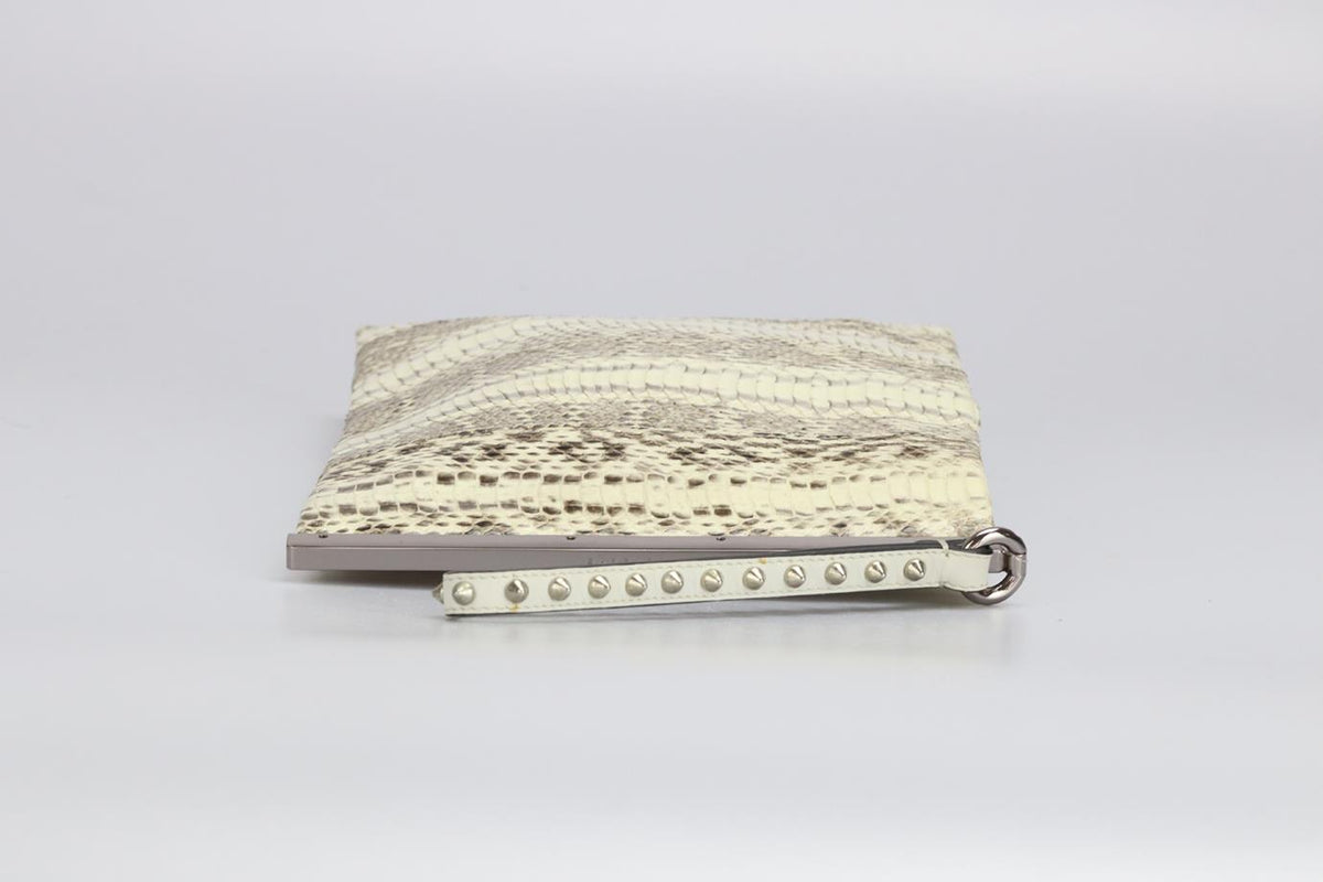 BARBARA BUI PYTHON AND LEATHER CLUTCH