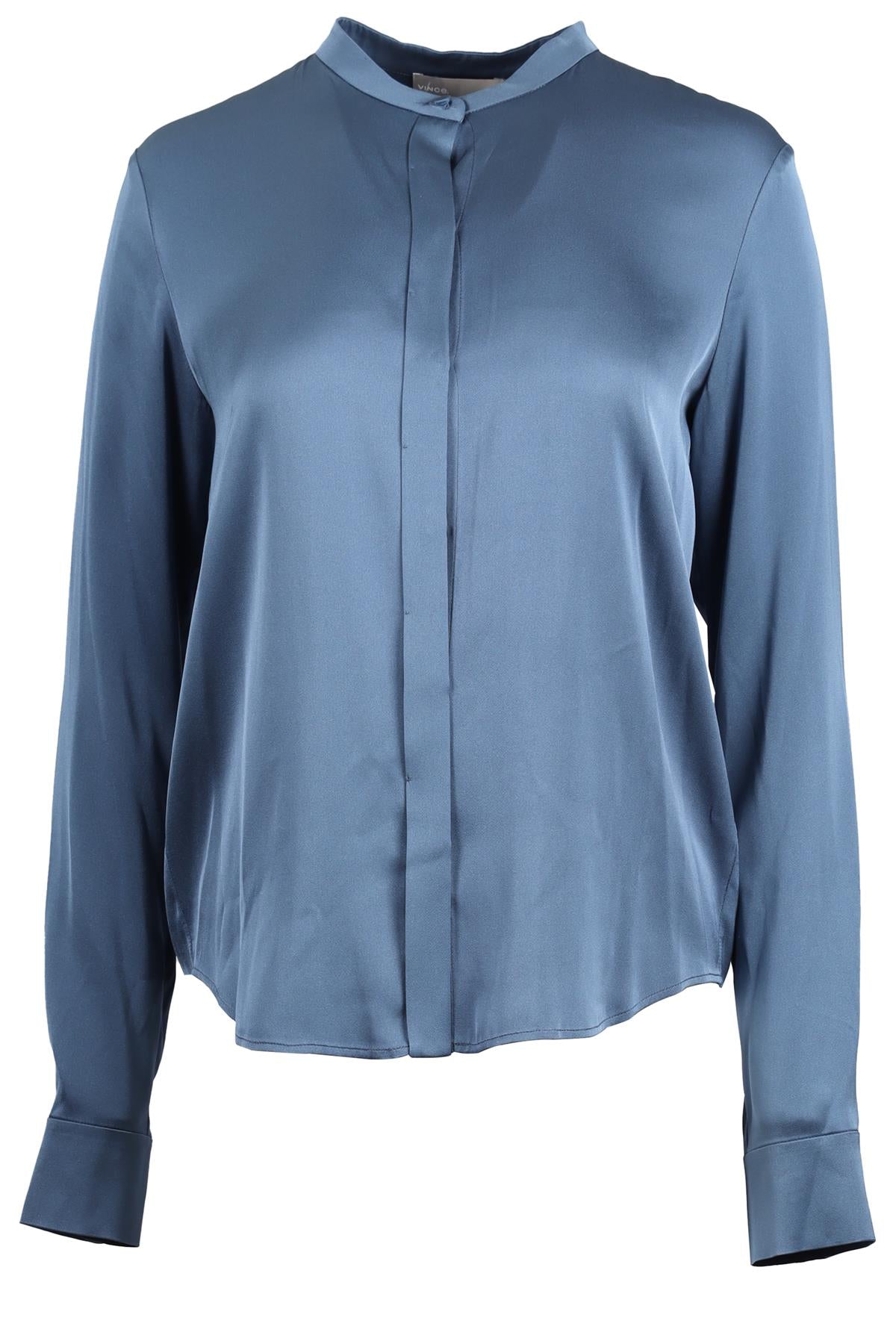 VINCE BLUE SILK BLEND TOP US 6 UK 10