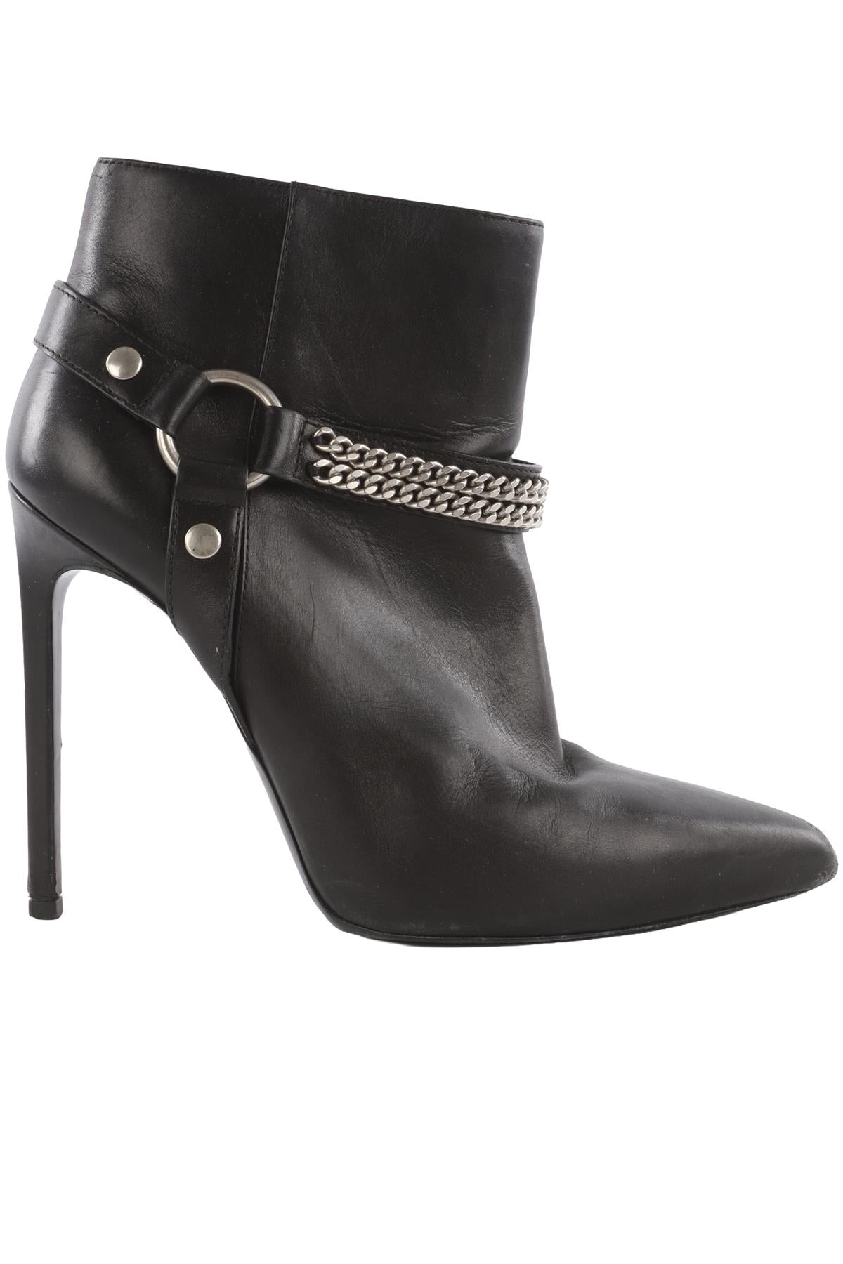 SAINT LAURENT BLACK LEATHER ANKLE BOOTS EU 38.5 UK 5.5 US 8.5