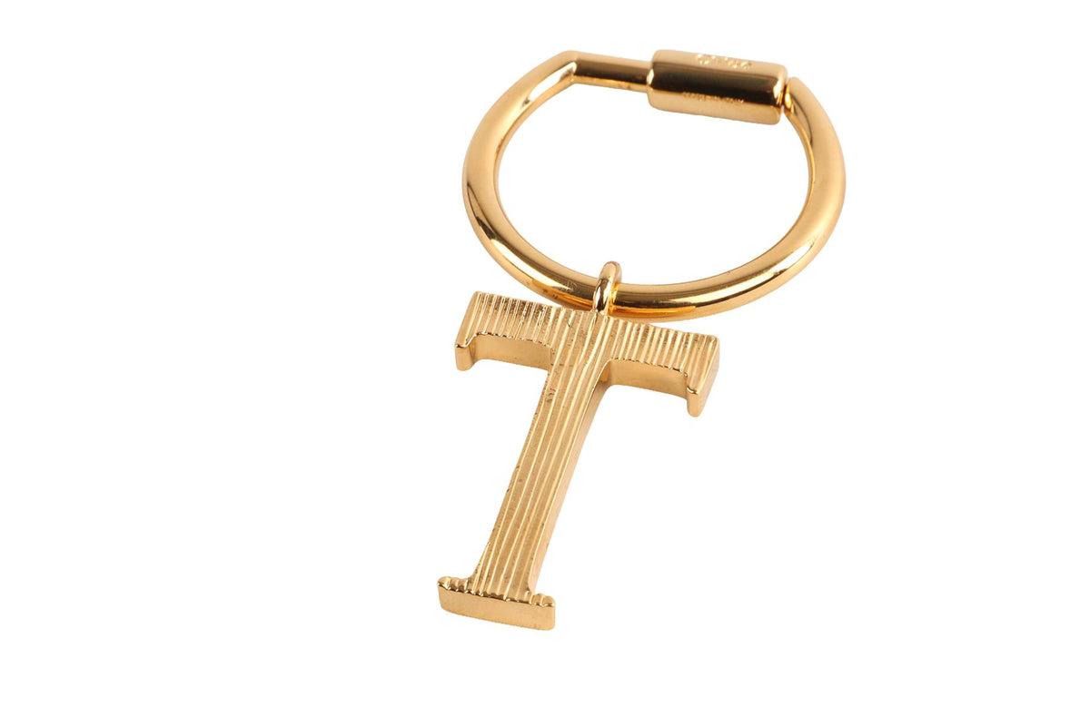 CHLOÉ T INITIAL GOLD TONE KEYCHAIN