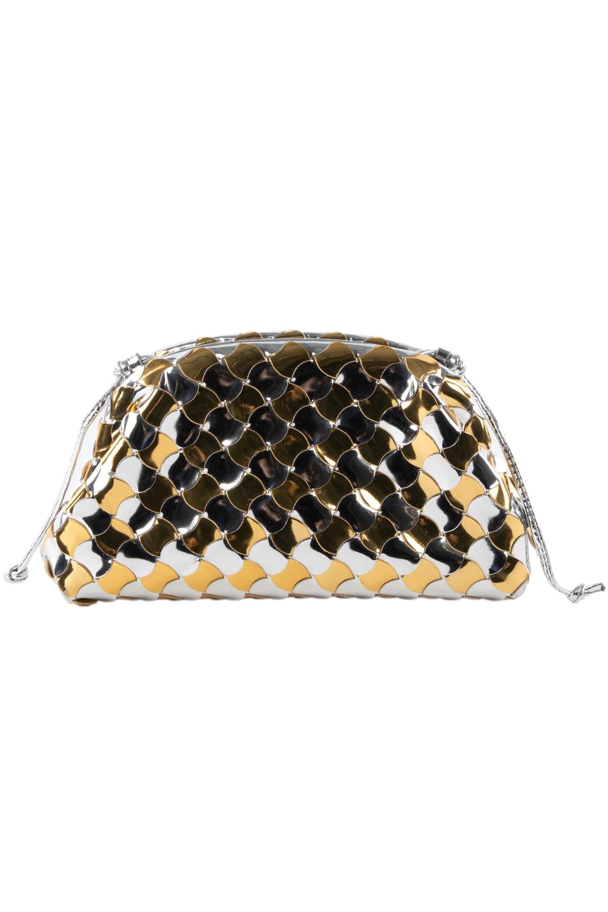 BOTTEGA VENETA GOLD POUCH MINI LEATHER SHOULDER BAG