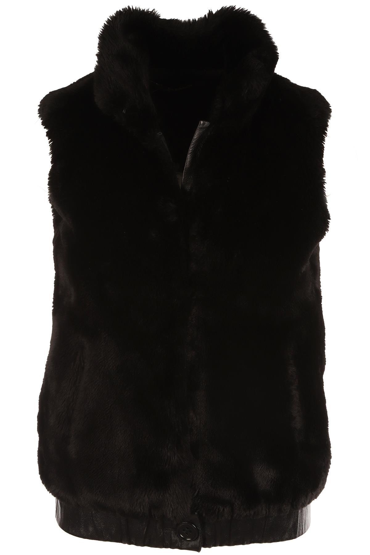 ULLA JOHNSON BLACK FAUX FUR GILET XSMALL