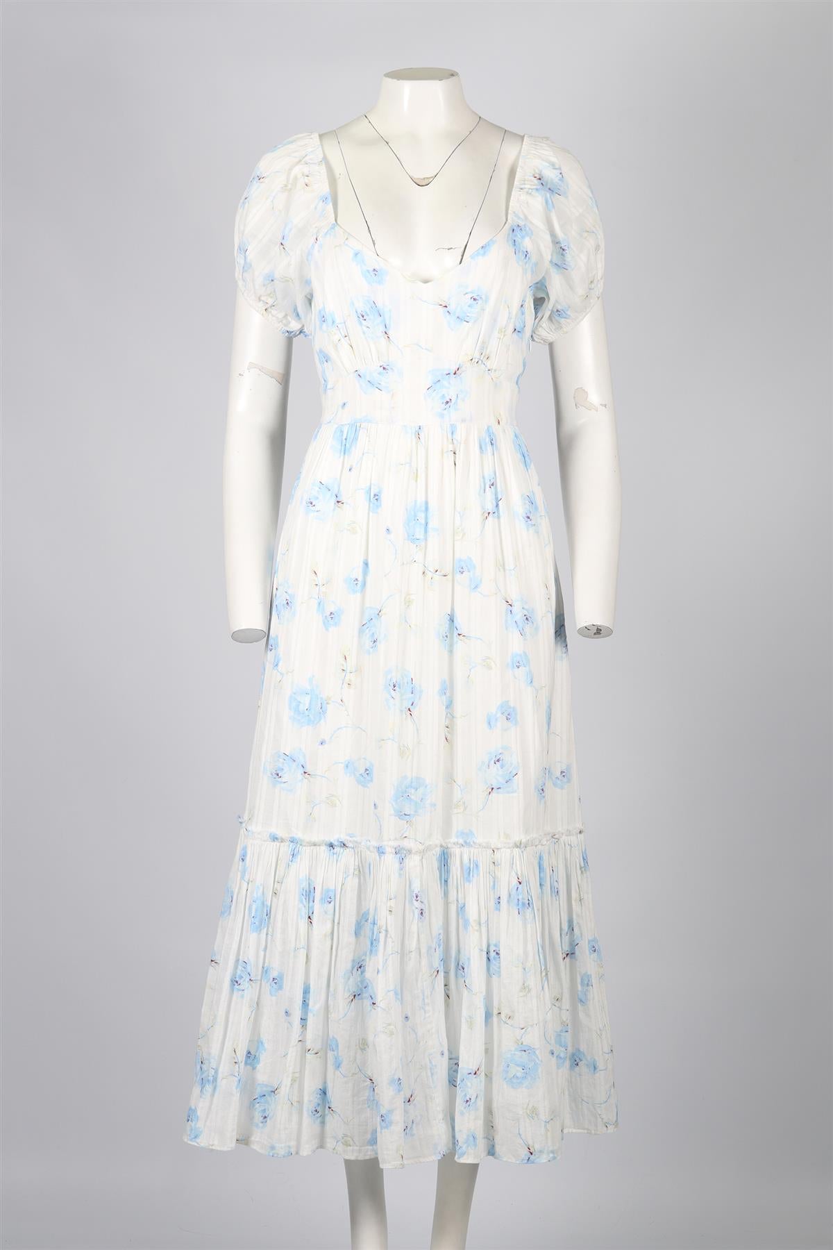 LOVESHACKFANCY FLORAL PRINT COTTON MAXI DRESS US 6 UK 10