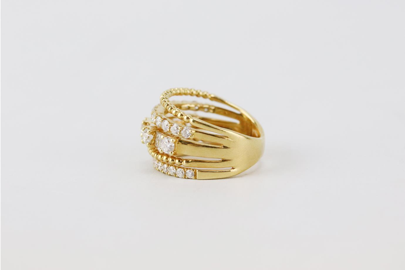 SHAY 18K YELLOW GOLD AND OPEN MIXED DIAMOND RING 16 MM