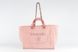 CHANEL PINK 2018 DEAUVILLE MEDIUM TWEED TOTE BAG