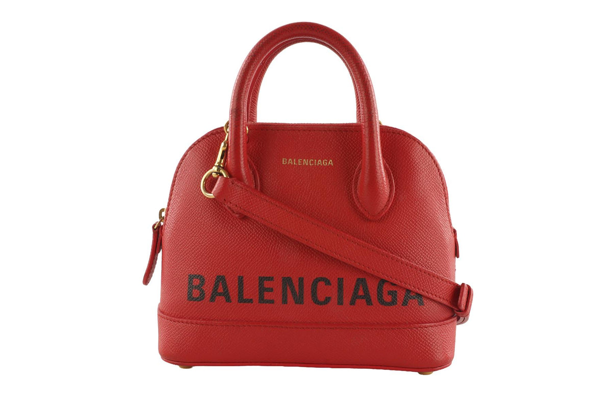 BALENCIAGA RED VILLE XXS LEATHER SHOULDER BAG