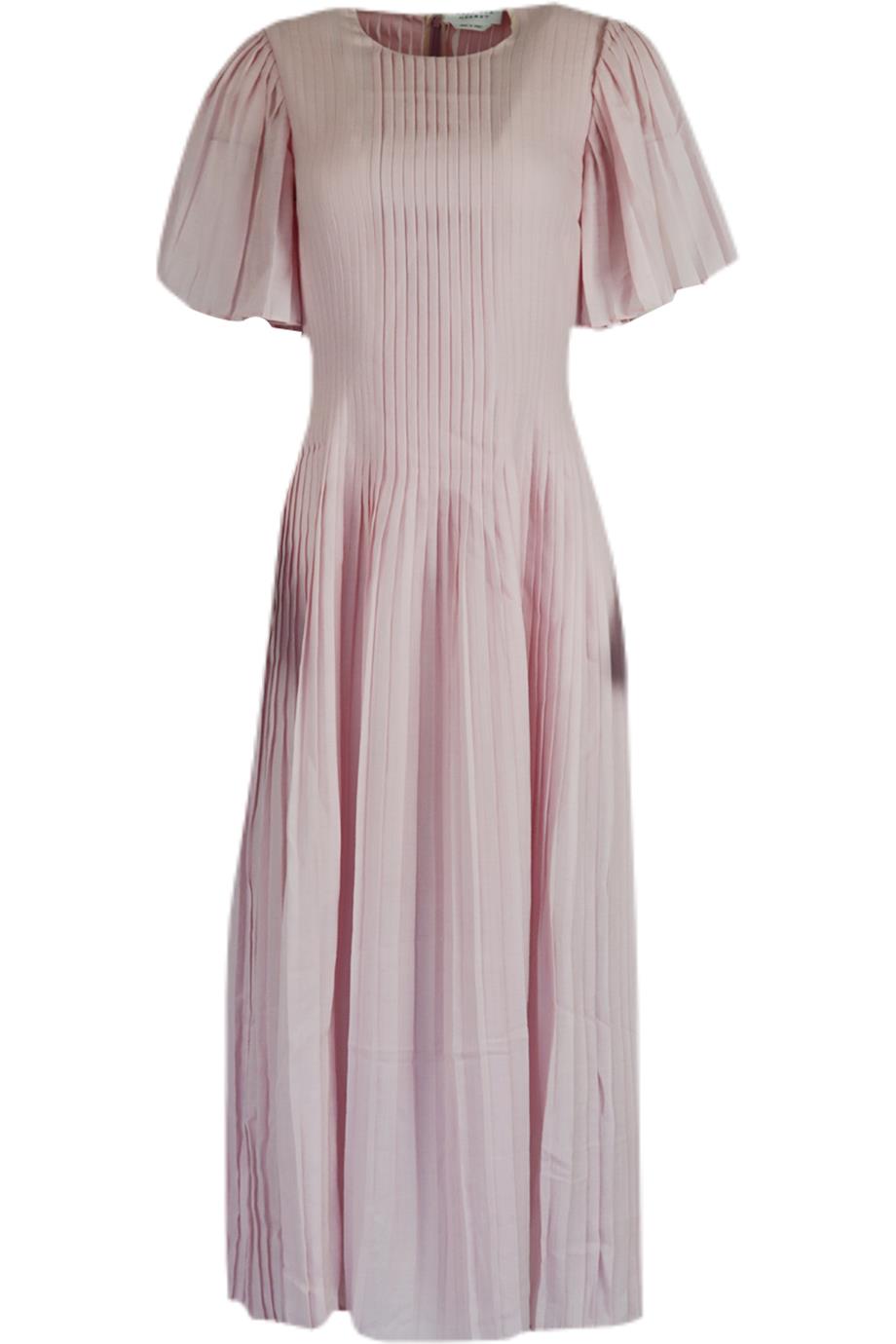 GABRIELA HEARST PLEATED CASHMERE AND WOOL BLEND MIDI DRESS IT 40 UK 8