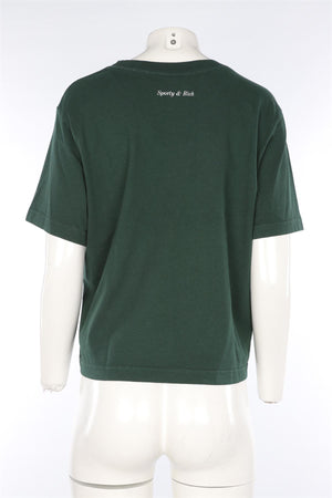 SPORTY & RICH GREEN COTTON T-SHIRT MEDIUM