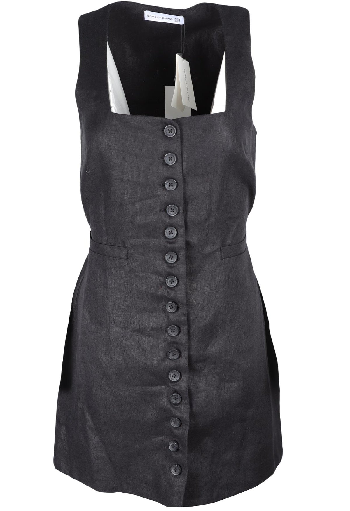 FAITHFUL THE BRAND BLACK LINEN DRESS UK 8
