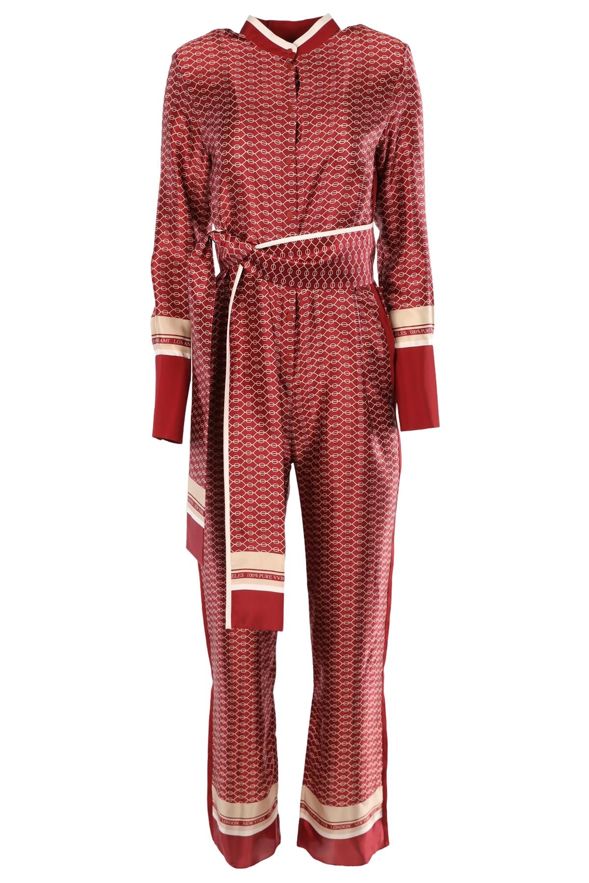 VICTORIA BECKHAM RED SILK JUMPSUIT UK 8