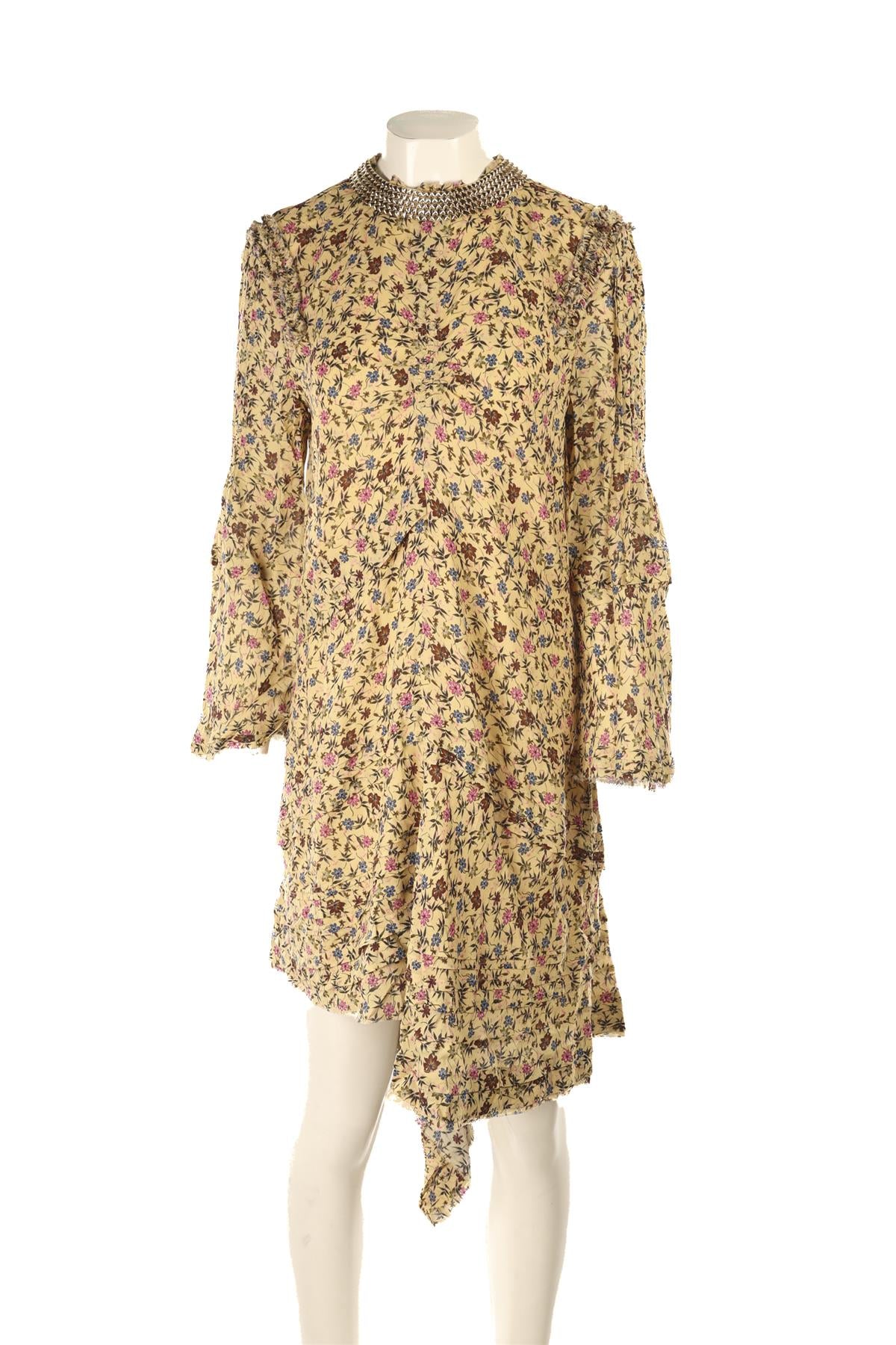 CHLOÉ YELLOW CREPE MINI DRESS FR 42 UK 14