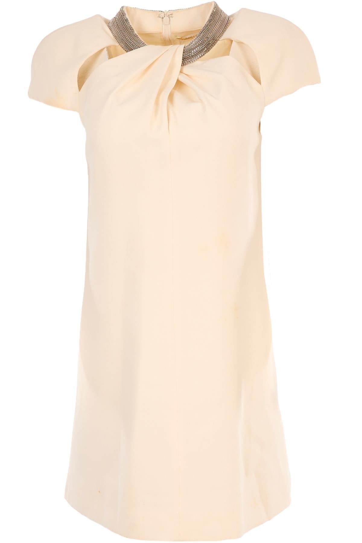 SAINT LAURENT CREAM SILK MIDI DRESS FR 38 UK 10