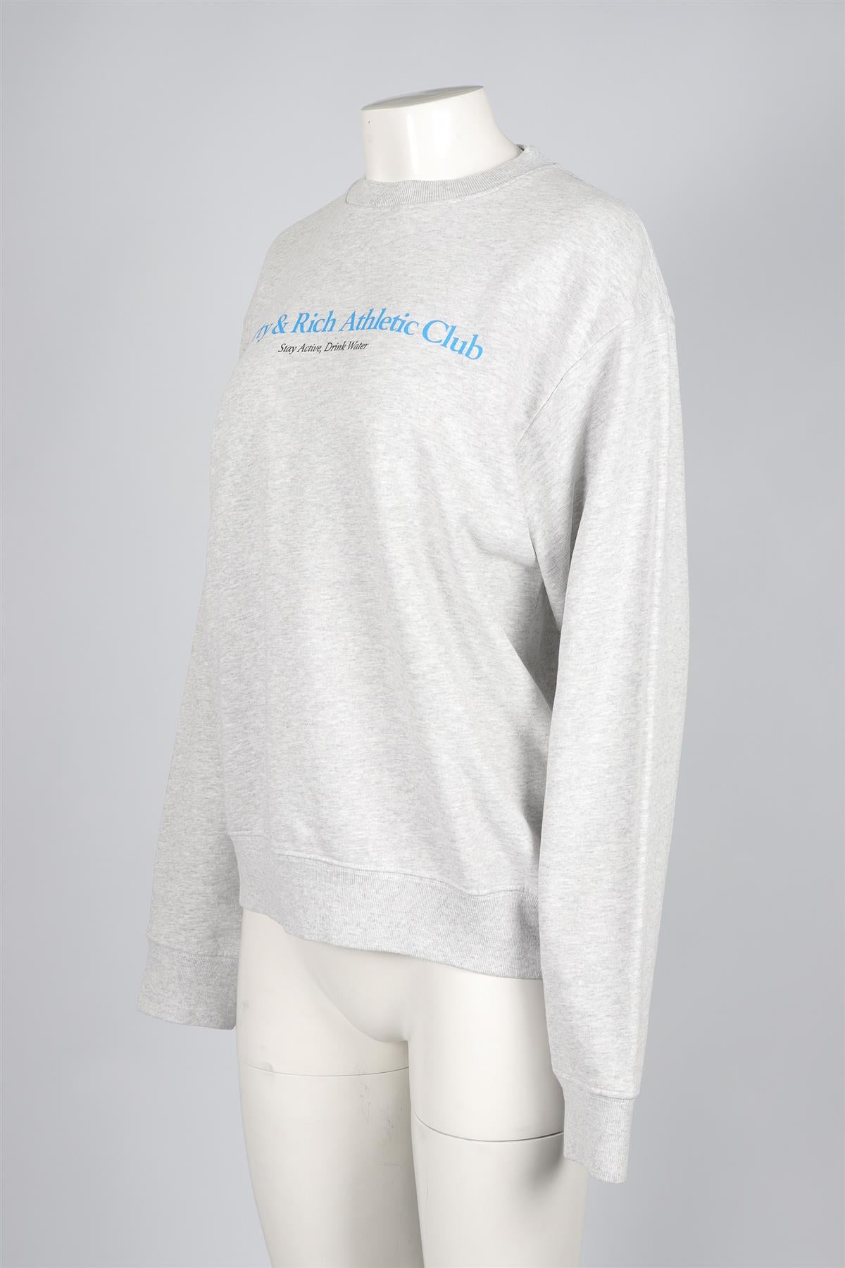 SPORTY & RICH GREY COTTON SWEATSHIRT SMALL