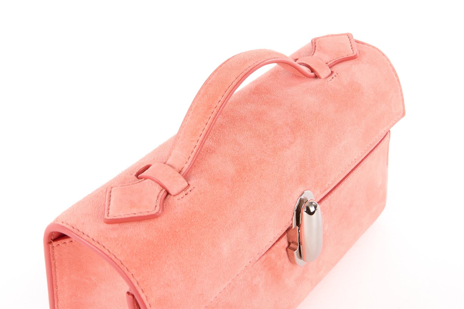 SAVETTE PINK SYMMETRY SUEDE TOTE BAG