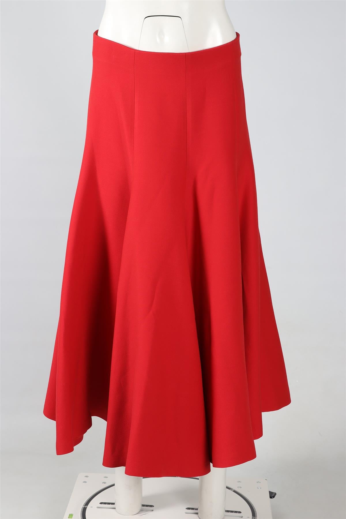 CHRISTIAN DIOR RED WOOL MIDI SKIRT FR 42 UK 14