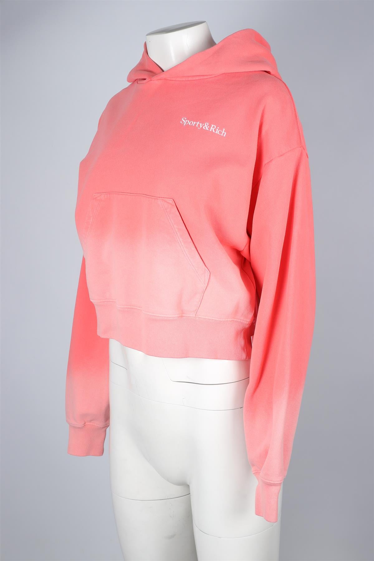 SPORTY & RICH PINK COTTON HOODIE SMALL